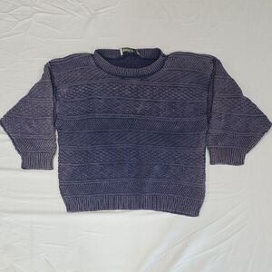 Vintage 80s Purple Knit Acid Wash Sweater